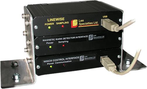 Linewise Accessories Magnetic Mark Detector Recognizes magnetic marks applied to open hole wireline Sensor mounted to measuring head Processing module is connected to a Linewise frequency input