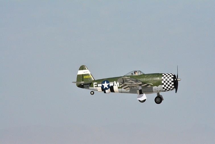 The P-47 with wheels down on the