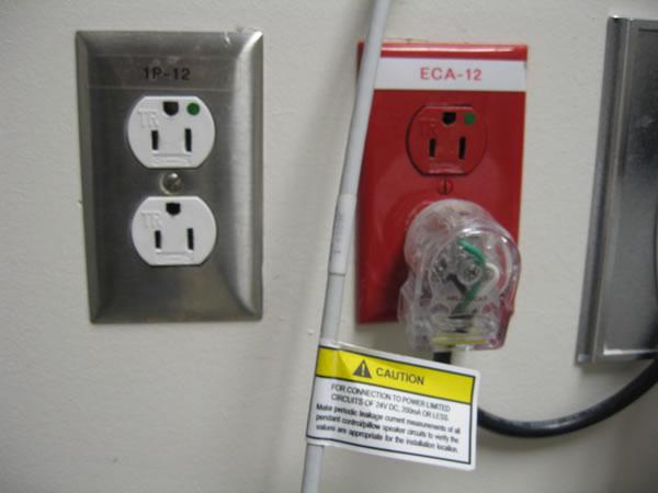 ELECTRICAL SAFETY Red outlets Are connected to the emergency generator system Must be used for all