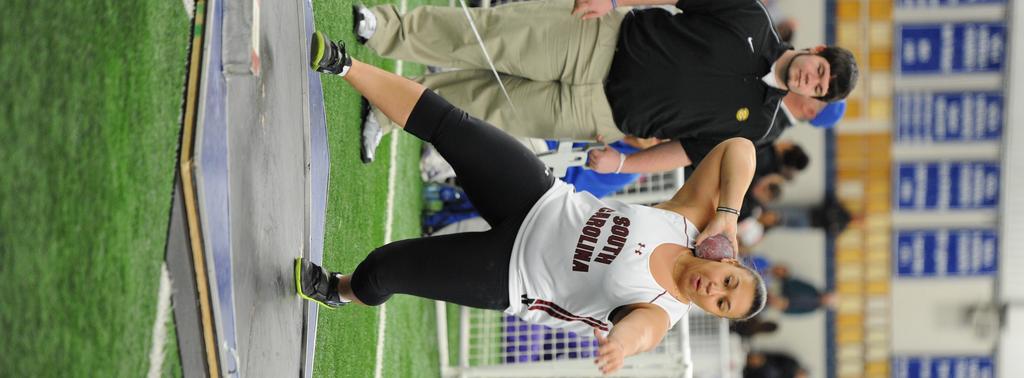 ..competed at the SEC Indoor Championships in the shot put, placing 14th in the prelims and the weight throw finishing 20th after hurling her season-best 48-03.50 (14.72m).