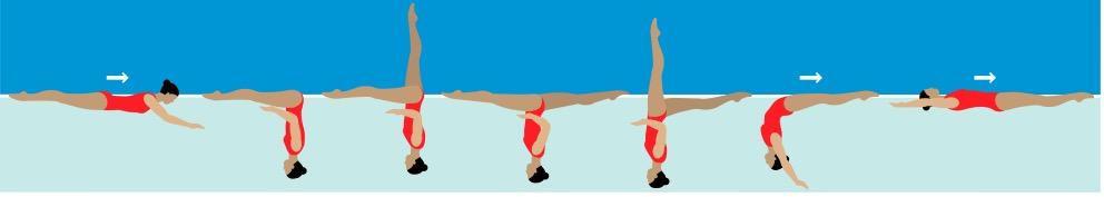 ELEMENT 6 Inverted Split Position (BP 16) Legs evenly split forward and back. The legs are parallel to the surface. Lower back arched, with hips, shoulders and head on a vertical line.
