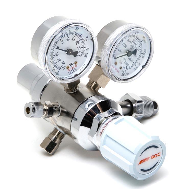 HiQ equipment for specialty gases 07 BASELINE Series C106/2 Dual stage cylinder regulator. Specifications psi Bar Max Inlet Pressure 3000 210 Outlet Pressure 0 15 0 1 0 50 0 3.