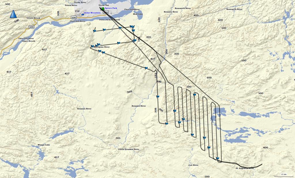 NALCOR ENERGY LOWER CHURCHILL PROJECT, ENVIRONMENTAL EFFECTS MONITORING RESULTS Figure 4-2 Survey Transects and Observations, February 14, 2017 *Flagged areas indicate locations of incidental