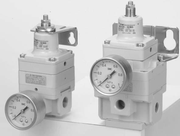 Precision Regulator Series IR1/2/3 Bracket and pressure gauge can be mounted from 2 directions Mounting is possible on either the front or the back.