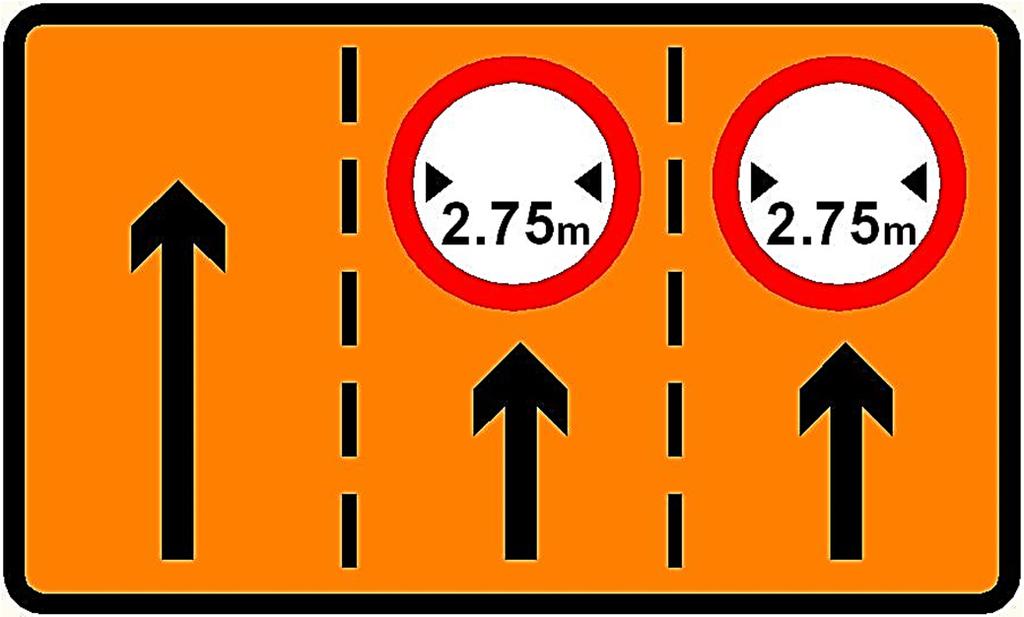 Advance Warning Signs A narrow lanes system requires advance warning signs which indicate the width of the narrow lanes. These are shown below. Figure 3.