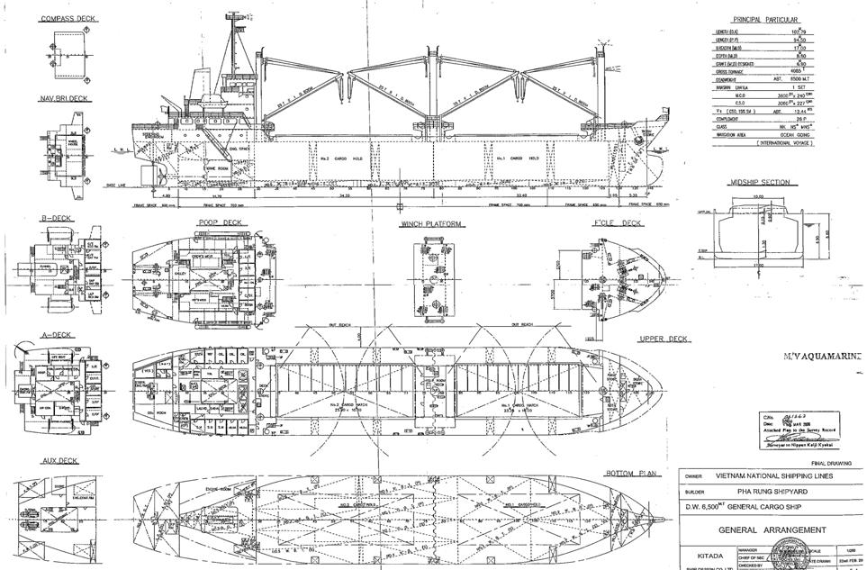Figure 2: General Arrangement of Vessel A about 50 m
