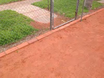 Court enclosure accessibility Path material(s) Main gate dimensions Accessibility tes Accessibility photos Formed paths Trip hazards identified: yes Ramped access provided: Concrete Standard