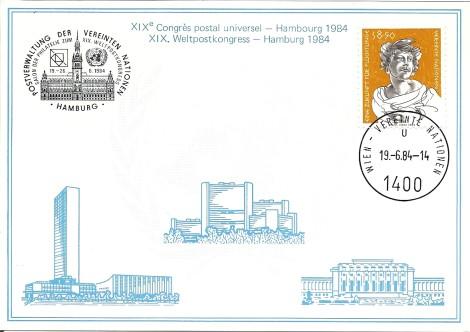 UPU Cancel, 26 Jun. 1984 UN Day at Show, with Special UNPA Cachet, 20 Jun. 1984 Similar cachet covers produced for each day at Show.