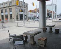 Benches and street furniture contribute to a street by providing relief for pedestrians.