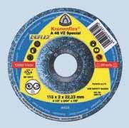 Kronenflex cutting-off wheels 1,6 2,0 mm Thin cutting-off wheel & grinding disc A 46 VZ Long service life Multi-purpose: cutting off and light rough grinding with one wheel Very high aggressiveness