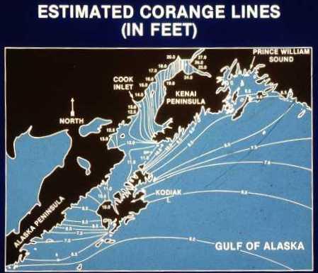 Corange Lines, Gulf of Alaska In Cook Inlet, ranges on the east side are