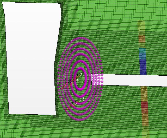 component mapped to the inlet mesh without smoothing. The axial flow distribution becomes smooth on the way to the propeller plane.