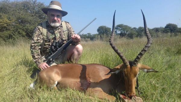 Carl next took down a great impala, also using his 300, with 189 grain Nosler Partition bullets at about 80 yards. Right in the heart!