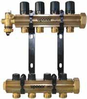 Maximum recommended flow to the manifold based on manifold body diameter is 14 gallons per minute (gpm). TruFLOW Jr. assemblies with balancing valves and valveless manifolds Part no.