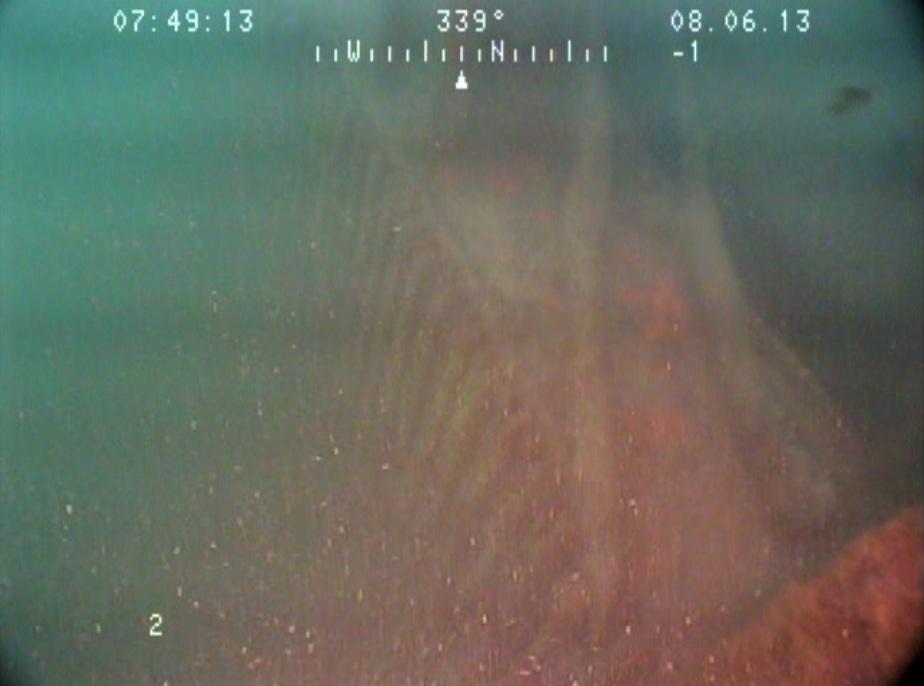 Rock at face of powerhouse, upstream end Small amount of debris sloughed off in front of MU Figure 8 Sonar