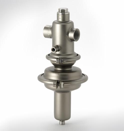 9 m 3 /h Pressure Reducing Valve for high Flow Rates DM 586 single-seat straight-way valve with balanced cone 6 μm non rising adjusting screw as a function of display corrosion-resistant, very