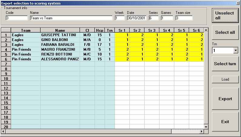 150 Exporting Data 9.12 Data export is a procedure used to move data from the tournament program to the Wins scoring program on the front desk computer.