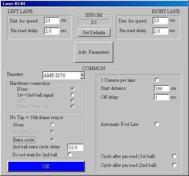 184 SETTING THE PINSETTER INTERFACE PARAMETERS. (A.P.I.) 11.6 The parameters for the pinsetter Interface are configured by the installers. Modify them only if absolutely necessary.
