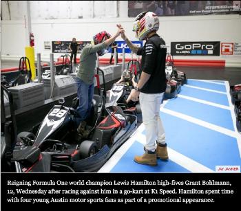 LEWIS QUOTE "Yesterday, I was go-karting with some kids, there were two black kids with us.