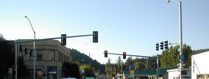 Old Highway 99/North State Street, north of Central Avenue, carries traffic from downtown Sutherlin north to the town of Oakland.