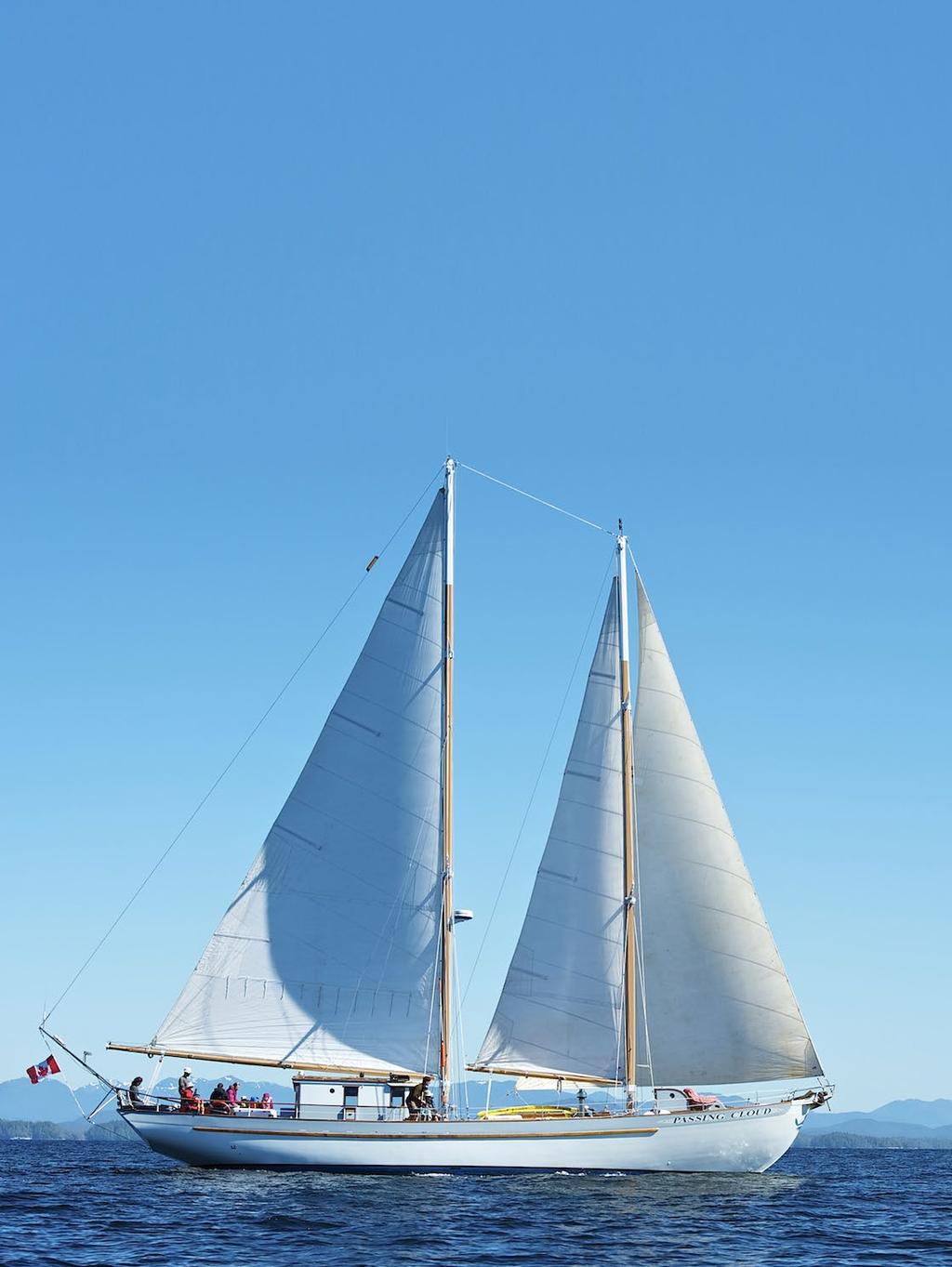 Schooner, Passing Cloud Comfort, Safety, & Sailing Ability Our home and vehicle for this expedition is our beautiful 70 classic wooden schooner, Passing Cloud.