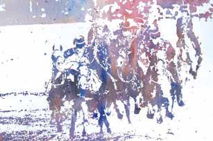 Kings Troop in Windsor Park, Watercolour, 57 x 69cm inc frame Polo at Guards,