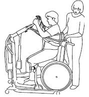 For a more upright position, continue the lifting motion to the uppermost position. The raising motion can be experienced as unpleasant for the person not used to it.