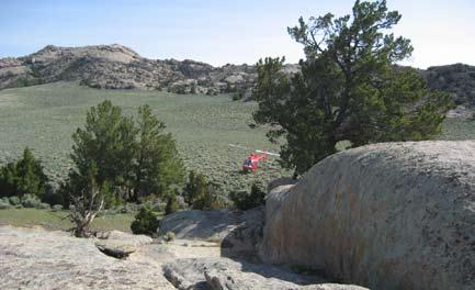 The ranch has varied terrain from river bottom along the Sweetwater River, seasonal creeks, forested mountains, open grasslands, canyons and high rock ridges.