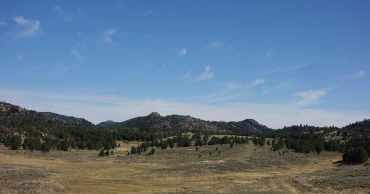 It is located along the southern slope of the Laramie Mountains about 65 miles from Casper, Wyoming. This is an attractive sporting property as well as summer livestock grazing for 100 cow/calf pairs.