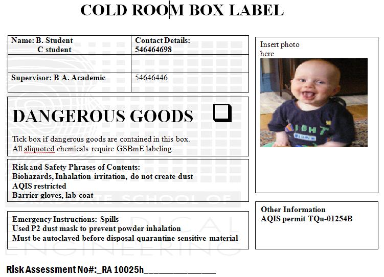 Cool room box label are used to readily identify