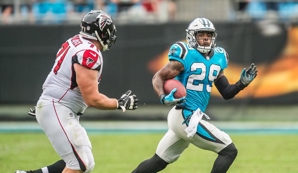 Secondary ADAMS KEEPS TAKING IT AWAY Safety Mike Adams joined the Panthers as a free agent before the 2017 season and had two interceptions last year to go with two fumble recoveries, one forced