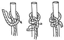 To prevent the animal from releasing itself, insert the free end through the bow after the knot is tied.