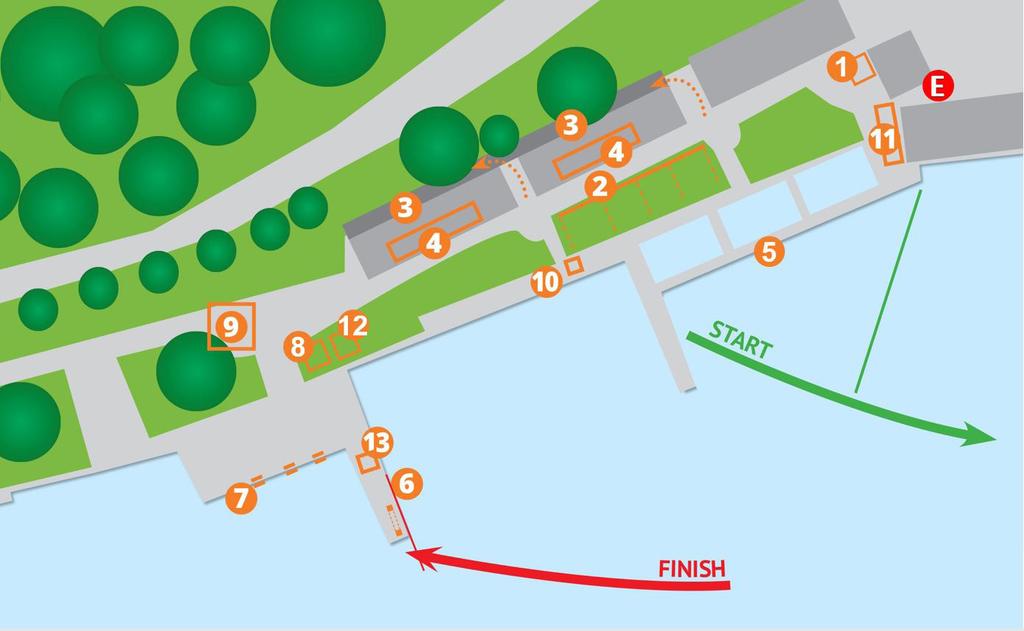 1.3. The START area is on and along the dock leading from the Marshalling area towards the open water.
