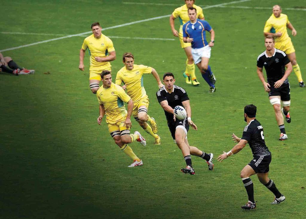 GLORY RARELY SEEN crunching hits, silky ball skills, elusive running and dynamic team minutes? It s Rugby Sevens, rugby played at lightning speed.