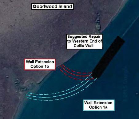 Associated with the ongoing damage to the wall and island, navigational aids will continue to be damaged through undermining of their foundations.