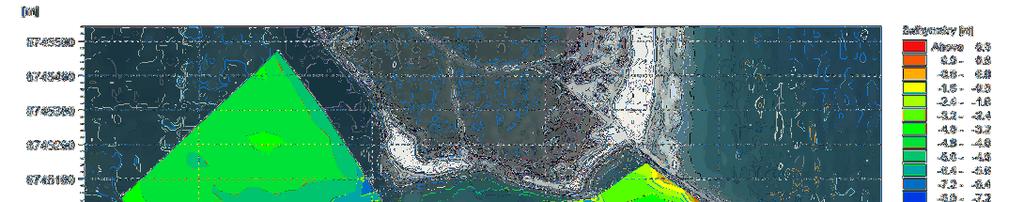 with 100m groyne on Yamba training wall base MIKE 21 SW (spectral wave) modelling software was
