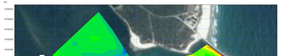 Figure 6c: Wave at Whiting Beach and surrounds with 220 m groyne Wave conditions at the open boundary were extracted from previous modelling undertaken using both spectral and Boussinesq wave models