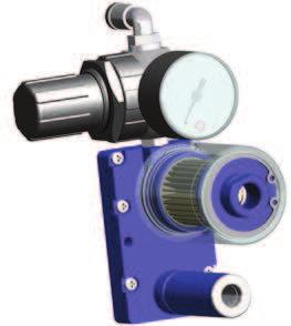 SMALL PNEUMATIC SUCTION PUMPS PA The assembly of a pressure adjuster equipped with pressure gauge and of an FCL filtre on the suction inlet of a vacuum generator of the M.