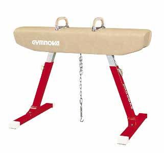 70m to 1.8m Pommel horse with leatherette body standard legs and synthetic leather body.