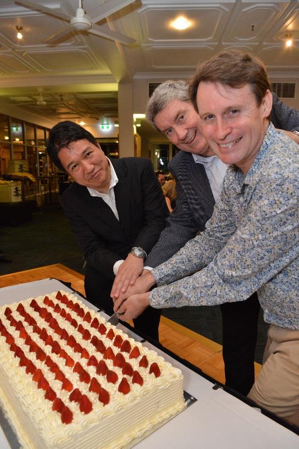 There was a cake cutting ceremony of the delicious Anniversary Cake.