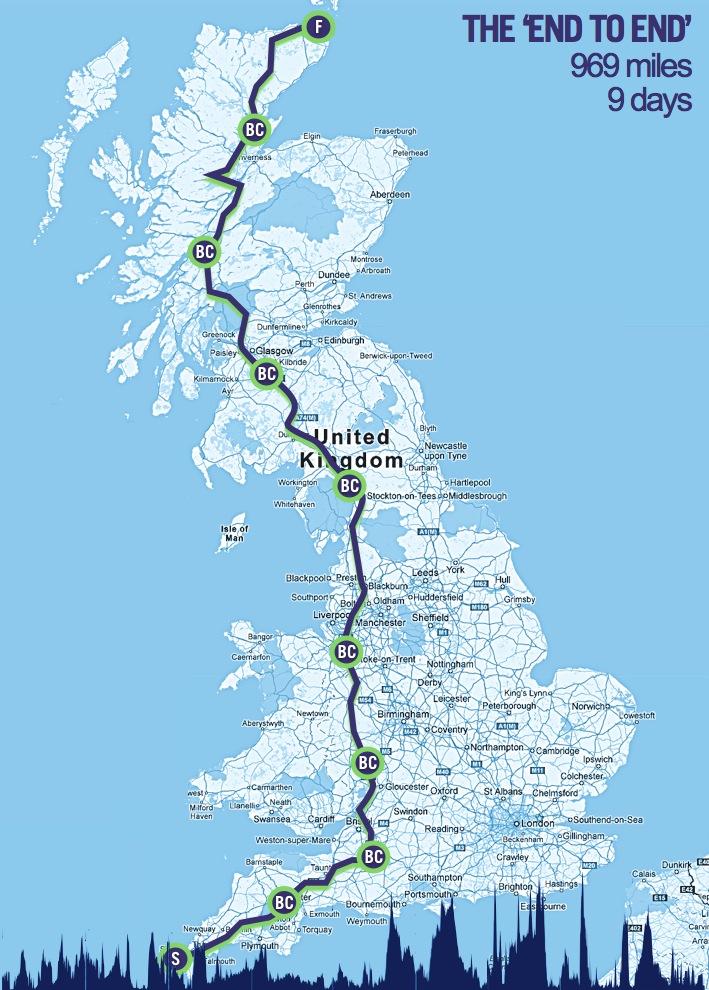 About the Challenge & Route We are taking part in Deloitte Ride Across Britain - the best and safest Land s End to John O Groats challenge available.