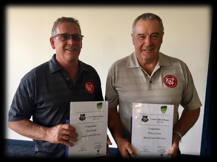 coaching awards for their continued fine work at club, association and regional level. Well done Peter and David.