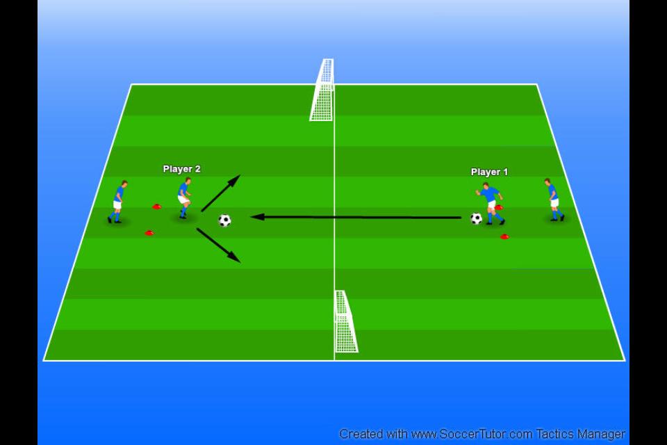 Coach adds time limit or calls end of game, can things be done fast. Coerver 3v3. coach passes ball to any team and they combine to try and score in any of their opponents three goals.