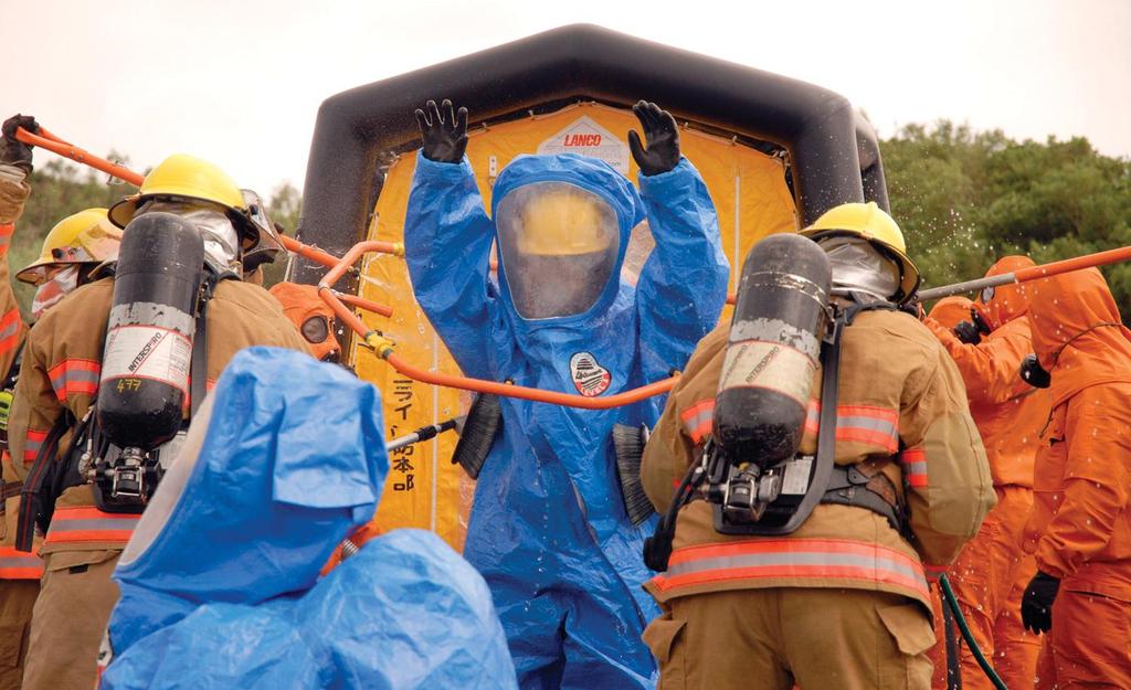 Technical decon uses chemical or physical methods to remove