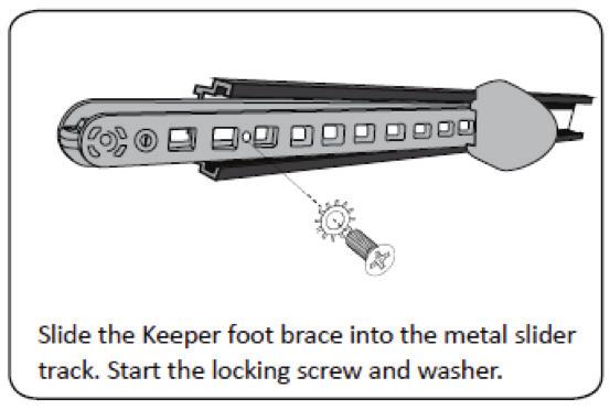 1. Secure rudder centered in rudder rest. 2. Identify the raised stopper molded onto one end of each Keeper footbraces. 3.