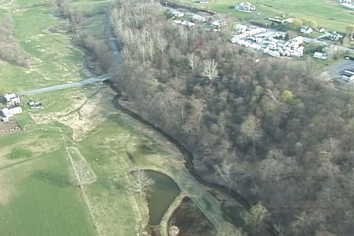 An aerial view of Tract #79 and site of a previous 1999/2000 stream restoration project by the owner, Donegal Trout Unlimited and LandStudies.