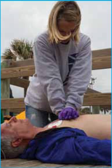 Skill: Use of an Automated External Defibrillator (AED) Equipment: 1. Adult CPR Manikin 2. Non-latex medical gloves 3. Oronasal resuscitation mask or other face shield intended for rescue breathing 4.