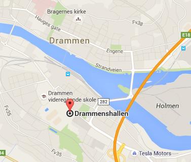 Then you follow the walkway towards Drammensbadet and then further to the left until you see Drammenshallen on the left hand side. Car: Drammenshallen is located near the E18-exit to Strømsø.