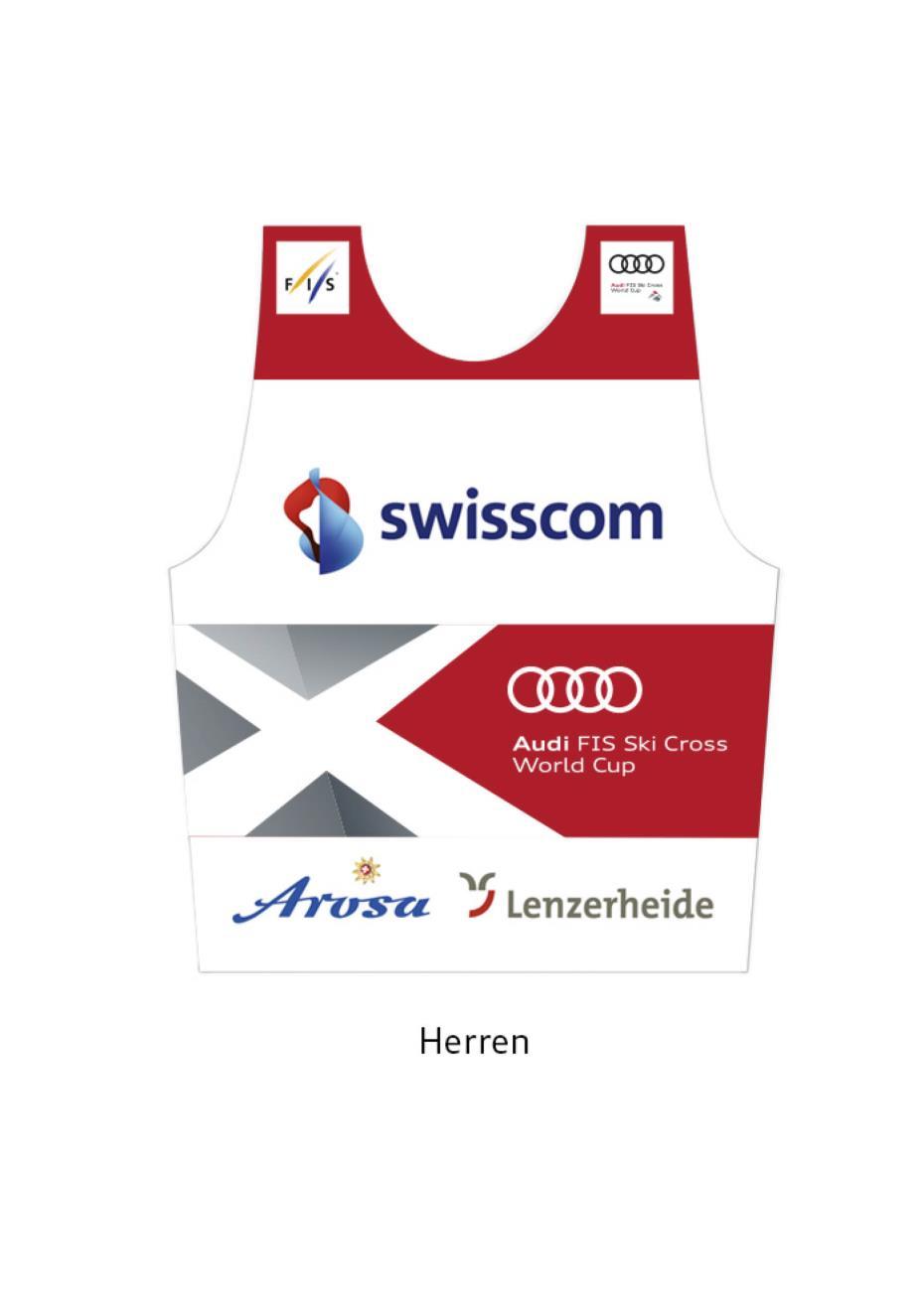 4.4 Leader bib Leader bib The leader of the overall Audi FIS Ski Cross World Cup will wear a red leader bib during the race and winner s award ceremony. This bib will be produced by FISMAG.