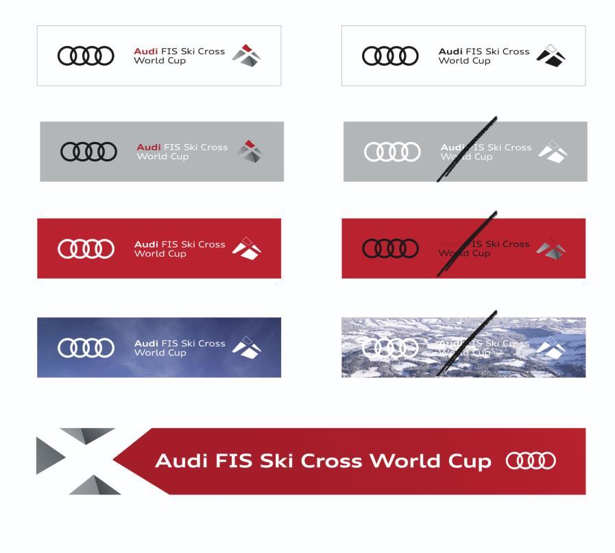 5.1.1 General guidelines for the use of logo Size: As a rule of thumb the official Audi FIS Ski Cross World Cup logo must cover 5% of the overall surface of any promotional tool it is placed on.